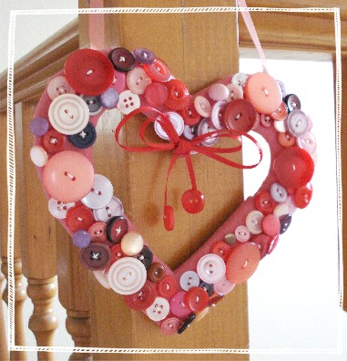 Valentine wreath made of buttons