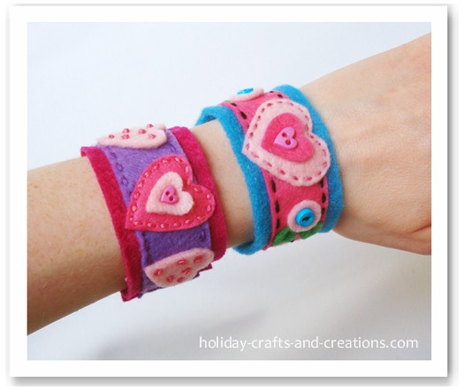 Return To Valentine Crafts From Homemade Valentine Ideas: Felt Bracelets